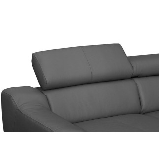 Canapé d'angle en cuir italien de luxe 5 places ASTRA, gris foncé, angle droit
