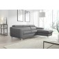 Canapé d'angle en cuir italien de luxe 5 places ASTRA, gris clair, angle droit Canapé d'angle en cuir italien de luxe 5 places ASTRA, gris clair, angle droit