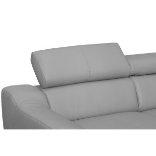 Canapé d'angle en cuir italien de luxe 5 places ASTRA, gris clair, angle droit