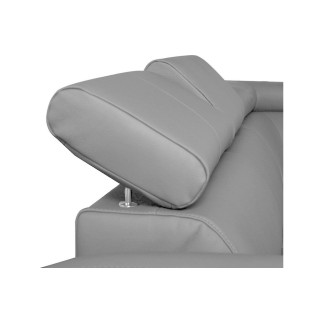 Canapé d'angle en cuir italien de luxe 5 places ASTRA, gris clair, angle droit