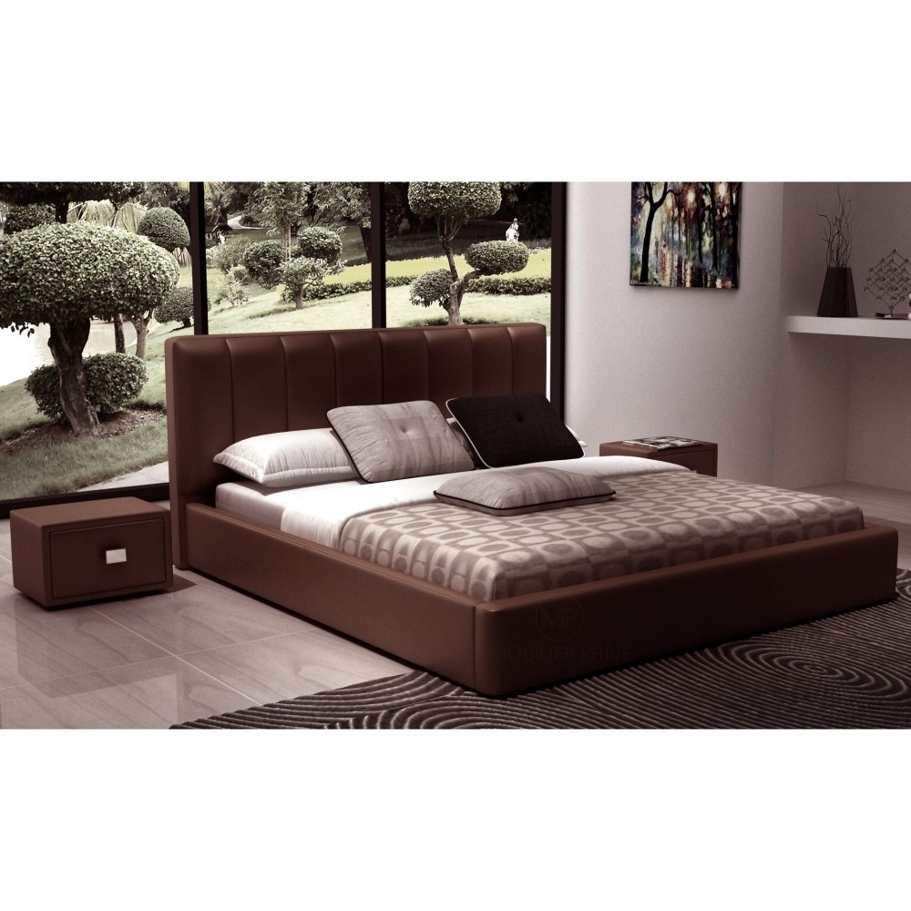 Lit design en cuir italien de luxe NATURA, chocolat, 160x200 Lit design en cuir italien de luxe NATURA, chocolat, 160x200