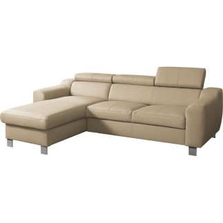 Canapé d'angle en cuir italien de luxe 5 places ASTRA, beige, angle gauche