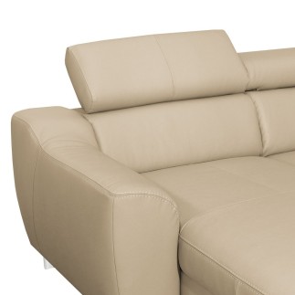 Canapé d'angle en cuir italien de luxe 5 places ASTRA, beige, angle gauche