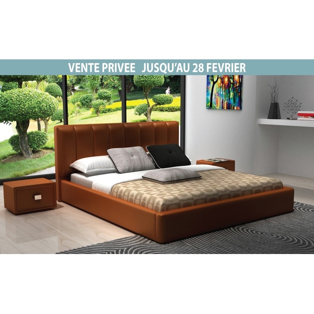 Lit design en cuir italien de luxe NATURA, marron, 140x190 Lit design en cuir italien de luxe NATURA, marron, 140x190