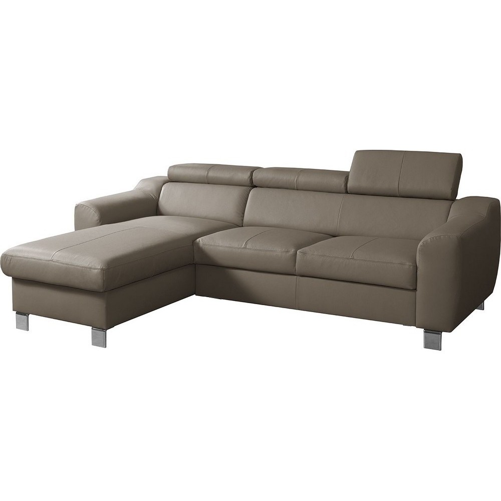 Canapé d'angle en cuir italien de luxe 5 places ASTRA, taupe, angle gauche Canapé d'angle en cuir italien de luxe 5 places ASTRA, taupe, angle gauche