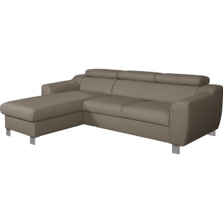 Canapé d'angle en cuir italien de luxe 5 places ASTRA, taupe, angle gauche