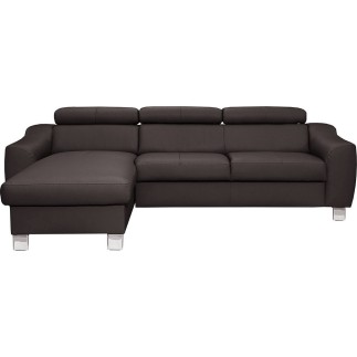 - Canapé d'angle en cuir italien de luxe 5 places ASTRA, chocolat, angle gauche