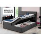 Ensemble boxspring complet tête de lit + sommiers + matelas + surmatelas AMARIS de VENESETTI - tissu luxe gris - 140x200 cm