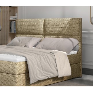 Ensemble boxspring complet tête de lit + sommiers + matelas + surmatelas AMARIS de VENESETTI - tissu luxe beige - 140x200 cm