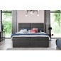 Ensemble boxspring complet tête de lit + sommiers + matelas + surmatelas AMARIS de VENESETTI - tissu luxe gris foncé - 180x200 c Ensemble boxspring complet tête de lit + sommiers + matelas + surmatelas AMARIS de VENESETTI - tissu luxe gris foncé - 180x200 c