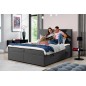 Ensemble boxspring complet tête de lit + sommiers + matelas + surmatelas AMARIS de VENESETTI - tissu luxe gris foncé - 140x200 c