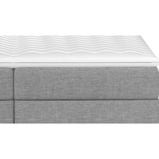 Ensemble boxspring complet tête de lit + sommiers + matelas + surmatelas AMARIS de VENESETTI - tissu luxe gris clair - 180x200 c