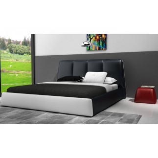Lit design en cuir italien de luxe VERDI, noir et blanc, 140x190