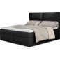 Ensemble boxspring complet tête de lit + sommiers + matelas + surmatelas AMARIS de VENESETTI - simili cuir noir - 140x200 cm Ensemble boxspring complet tête de lit + sommiers + matelas + surmatelas AMARIS de VENESETTI - simili cuir noir - 140x200 cm