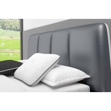 Lit design en cuir italien de luxe VERDI, noir et blanc, 160x200