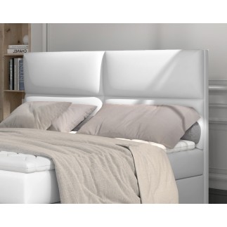 Ensemble boxspring complet tête de lit + sommiers + matelas + surmatelas AMARIS de VENESETTI - simili cuir blanc - 160x200 cm