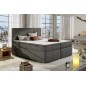Ensemble boxspring complet tête de lit + sommiers + matelas + surmatelas BORIS de VENESETTI - tissu luxe gris foncé - 140x200 cm