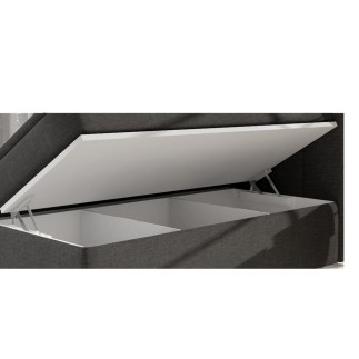 Ensemble boxspring complet tête de lit + sommiers + matelas + surmatelas BORIS de VENESETTI - tissu luxe gris foncé - 140x200 cm