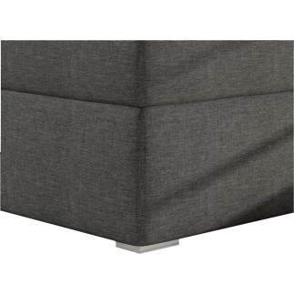 Ensemble boxspring complet tête de lit + sommiers + matelas + surmatelas BORIS de VENESETTI - tissu luxe gris foncé - 160x200 cm