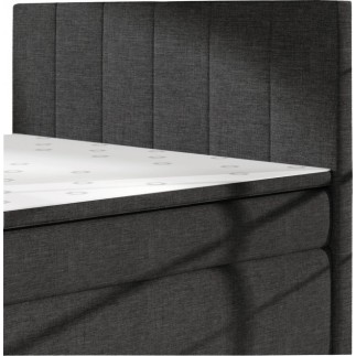 Ensemble boxspring complet tête de lit + sommiers + matelas + surmatelas BORIS de VENESETTI - tissu luxe gris foncé - 180x200 cm