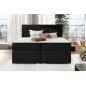 Ensemble boxspring complet tête de lit + sommiers + matelas + surmatelas BORIS de VENESETTI - tissu luxe noir - 140x200 cm