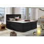 Ensemble boxspring complet tête de lit + sommiers + matelas + surmatelas BORIS de VENESETTI - tissu luxe noir - 180x200 cm