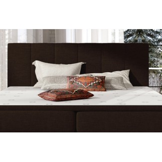 Ensemble boxspring complet tête de lit + sommiers + matelas + surmatelas BORIS de VENESETTI - tissu luxe chocolat - 140x200 cm
