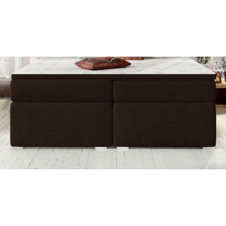 Ensemble boxspring complet tête de lit + sommiers + matelas + surmatelas BORIS de VENESETTI - tissu luxe chocolat - 180x200 cm