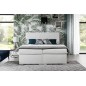 Ensemble boxspring complet tête de lit + sommiers + matelas + surmatelas BORIS de VENESETTI - simili cuir blanc - 160x200 cm Ensemble boxspring complet tête de lit + sommiers + matelas + surmatelas BORIS de VENESETTI - simili cuir blanc - 160x200 cm