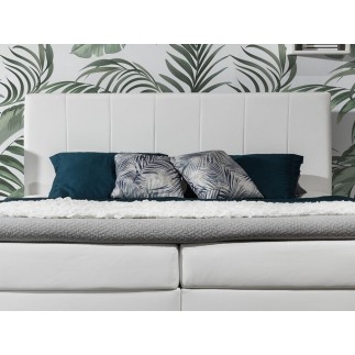 Ensemble boxspring complet tête de lit + sommiers + matelas + surmatelas BORIS de VENESETTI - simili cuir blanc - 160x200 cm