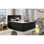 Ensemble boxspring complet tête de lit + sommiers + matelas + surmatelas BORIS de VENESETTI - simili cuir noir - 160x200 cm Ensemble boxspring complet tête de lit + sommiers + matelas + surmatelas BORIS de VENESETTI - simili cuir noir - 160x200 cm
