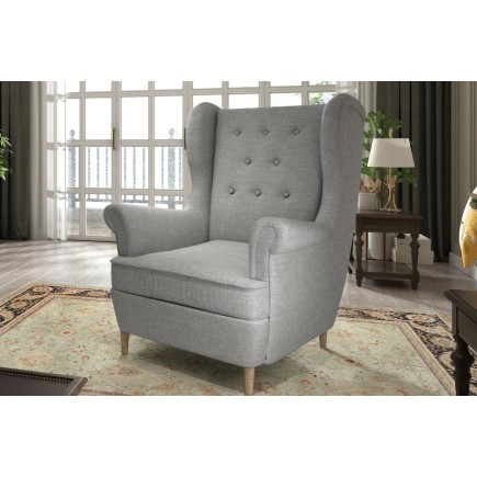 Fauteuil 1 place en tissu catégorie luxe, gris, ARNAUD