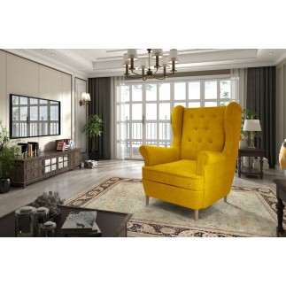 Fauteuil 1 place en tissu catégorie luxe, moutarde, ARNAUD