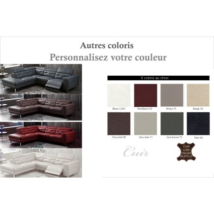 1er paiement de la commande: Canapé d'angle avec un relax électrique en cuir de buffle italien de luxe 6 places revolax, angle g