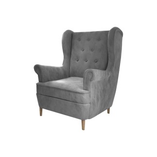 Fauteuil 1 place en tissu velours catégorie luxe, gris, ARNAUD