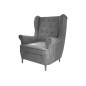 Fauteuil 1 place en tissu velours catégorie luxe, gris, ARNAUD Fauteuil 1 place en tissu velours catégorie luxe, gris, ARNAUD