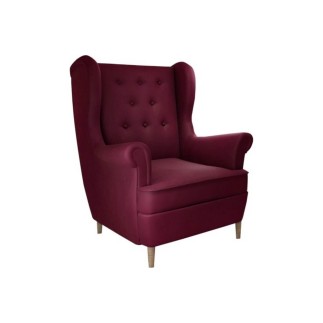 Fauteuil 1 place en tissu velours catégorie luxe, bordeaux, ARNAUD
