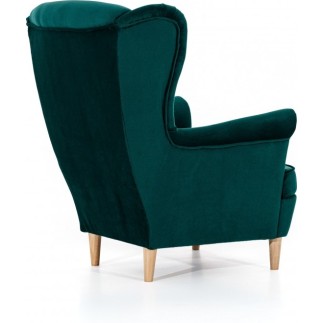 Fauteuil 1 place en tissu velours catégorie luxe, vert foncé, ARNAUD