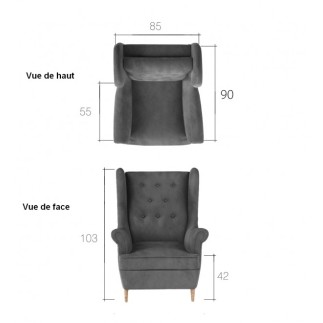 Fauteuil 1 place en tissu velours catégorie luxe, vert foncé, ARNAUD