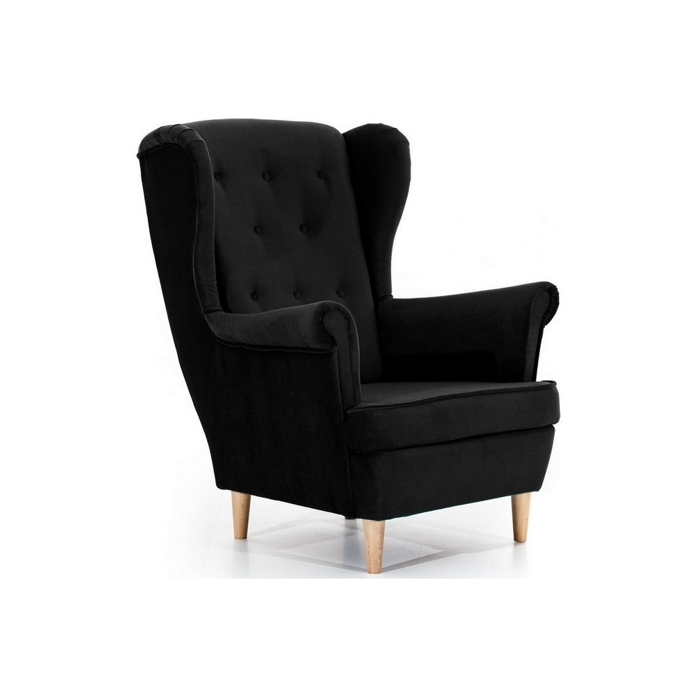 Fauteuil 1 place en tissu velours catégorie luxe, noir, ARNAUD Fauteuil 1 place en tissu velours catégorie luxe, noir, ARNAUD
