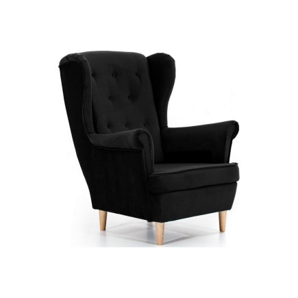 Fauteuil 1 place en tissu velours catégorie luxe, noir, ARNAUD