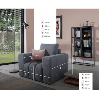 Fauteuil 1 place en tissu velours catégorie luxe, chocolat, LAZINO