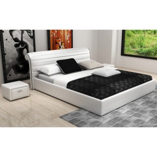 Lit design en cuir italien de luxe SPIRIT, blanc