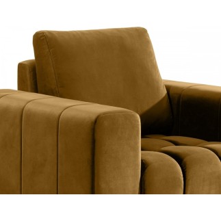 Fauteuil 1 place en tissu velours catégorie luxe, moutarde, LAZINO