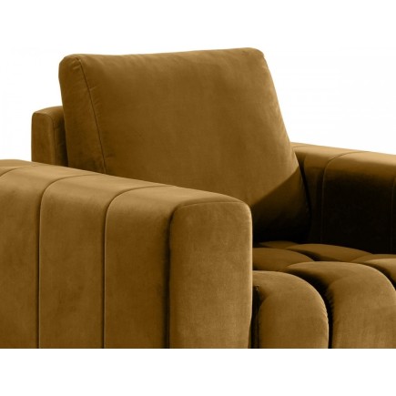 Fauteuil 1 place en tissu velours catégorie luxe, moutarde, LAZINO