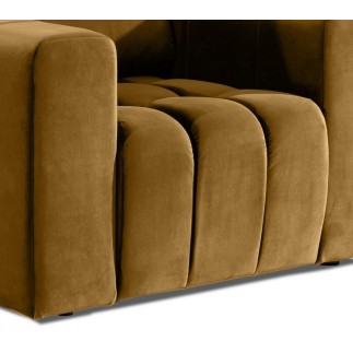 Fauteuil 1 place en tissu velours catégorie luxe, moutarde, LAZINO