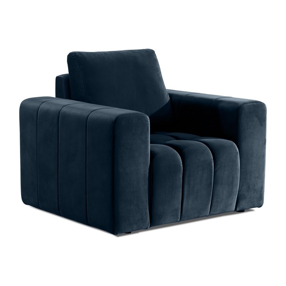 Fauteuil 1 place en tissu velours catégorie luxe, bleu foncé, LAZINO Fauteuil 1 place en tissu velours catégorie luxe, bleu foncé, LAZINO