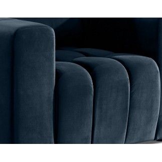 Fauteuil 1 place en tissu velours catégorie luxe, bleu foncé, LAZINO