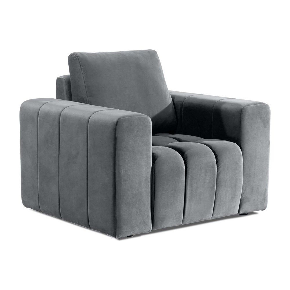 Fauteuil 1 place en tissu velours catégorie luxe, gris, LAZINO Fauteuil 1 place en tissu velours catégorie luxe, gris, LAZINO