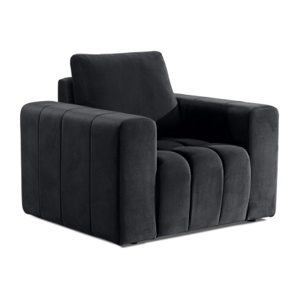 Fauteuil 1 place en tissu velours catégorie luxe, gris foncé, LAZINO